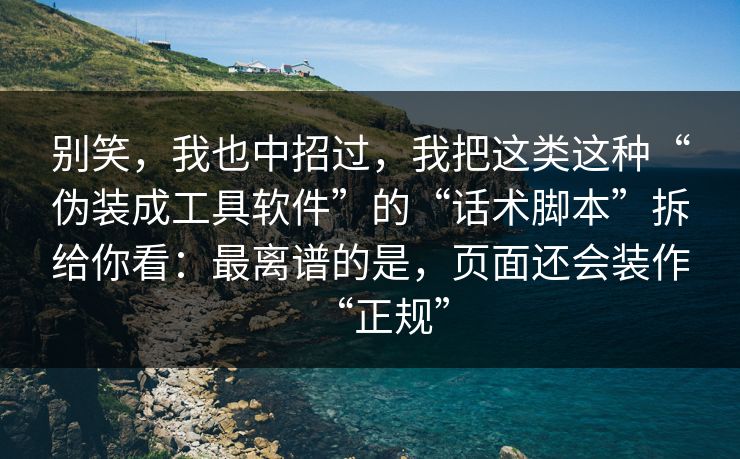 别笑，我也中招过，我把这类这种“伪装成工具软件”的“话术脚本”拆给你看：最离谱的是，页面还会装作“正规”