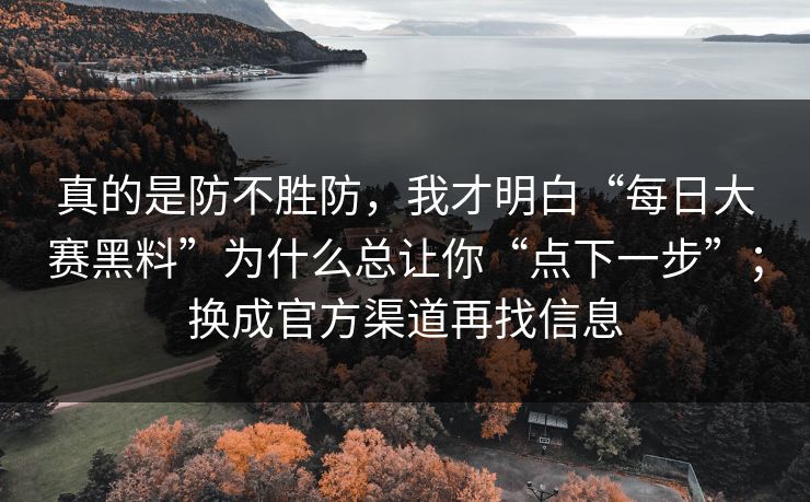 真的是防不胜防，我才明白“每日大赛黑料”为什么总让你“点下一步”；换成官方渠道再找信息