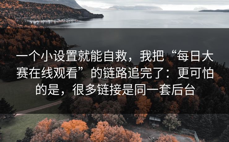 一个小设置就能自救，我把“每日大赛在线观看”的链路追完了：更可怕的是，很多链接是同一套后台