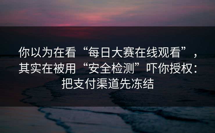 你以为在看“每日大赛在线观看”，其实在被用“安全检测”吓你授权：把支付渠道先冻结
