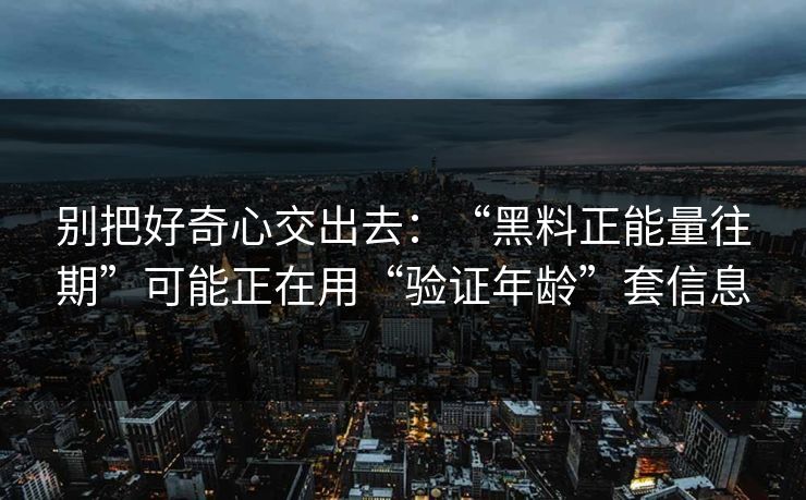 别把好奇心交出去：“黑料正能量往期”可能正在用“验证年龄”套信息
