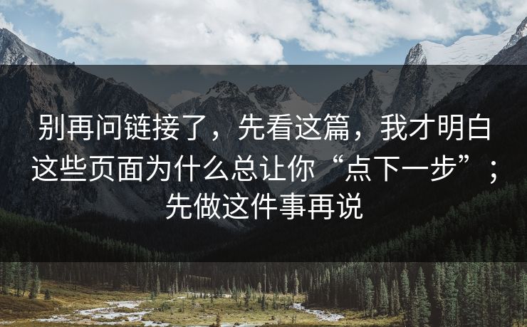 别再问链接了，先看这篇，我才明白这些页面为什么总让你“点下一步”；先做这件事再说