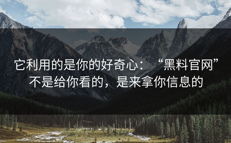 它利用的是你的好奇心：“黑料官网”不是给你看的，是来拿你信息的