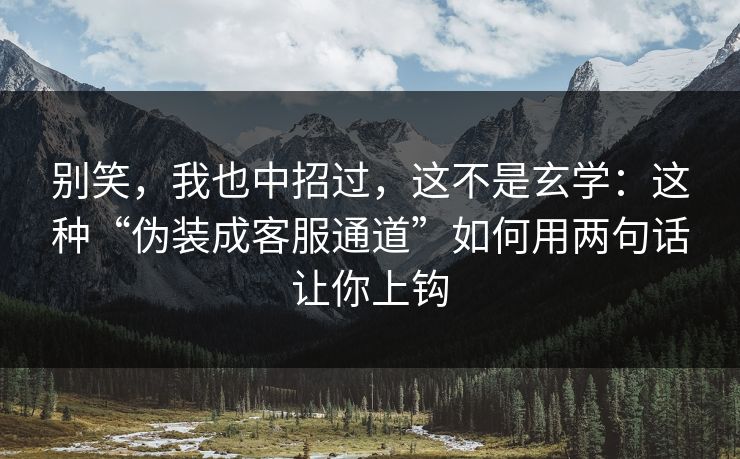 别笑，我也中招过，这不是玄学：这种“伪装成客服通道”如何用两句话让你上钩