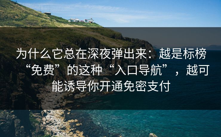 为什么它总在深夜弹出来：越是标榜“免费”的这种“入口导航”，越可能诱导你开通免密支付