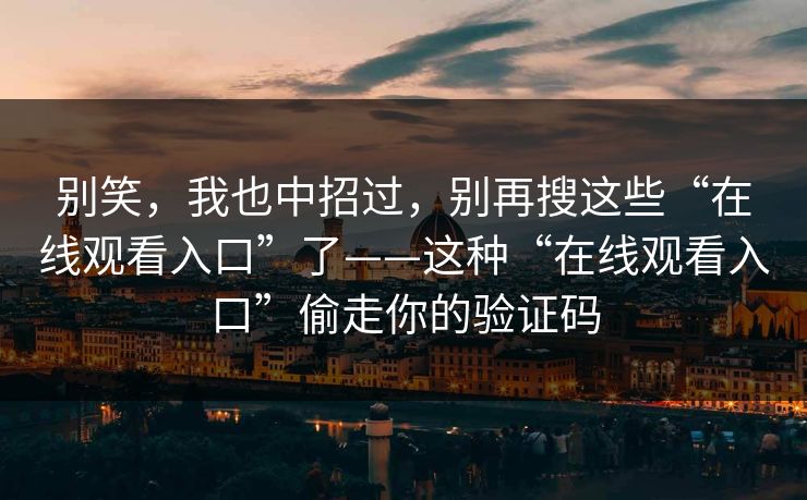 别笑，我也中招过，别再搜这些“在线观看入口”了——这种“在线观看入口”偷走你的验证码